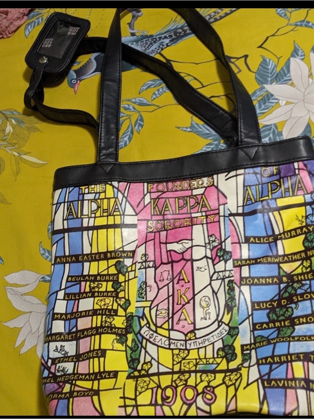 Alpha Kappa Alpha Sorority Stained-Glass Historic Tote Bag (Rare find) like new